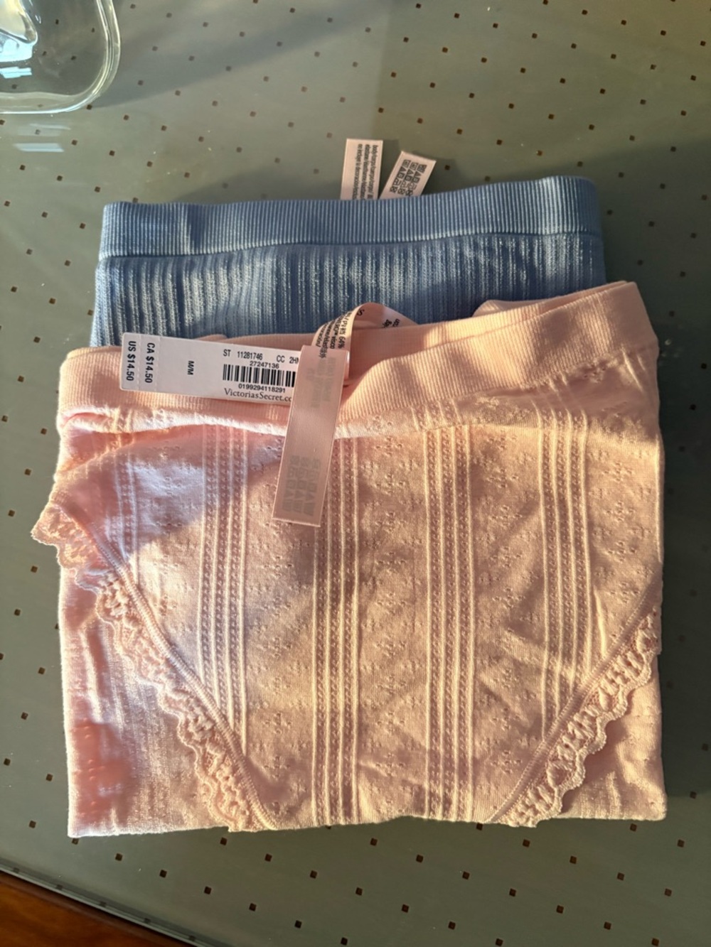 Victoria's Secret ribbef Lace-Trim Briefs - Pink & Lilac